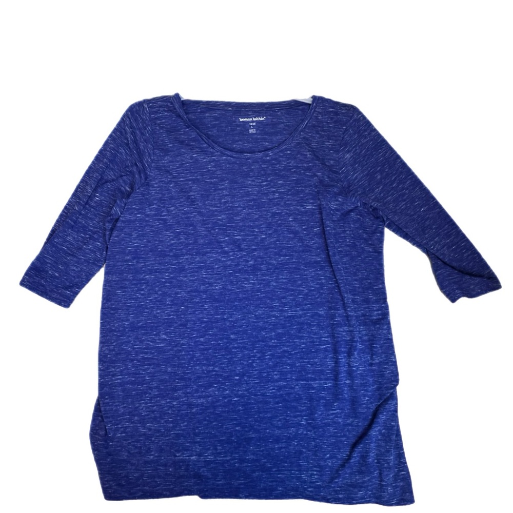 Woman Within Classic Blue Long Sleeve Tee - Picture 2 of 2
